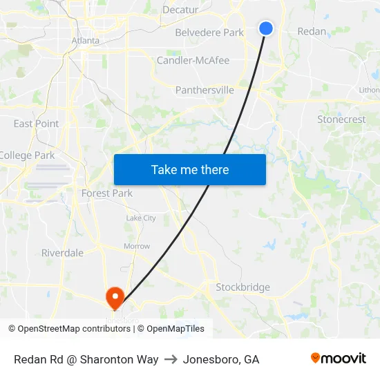 Redan Rd @ Sharonton Way to Jonesboro, GA map