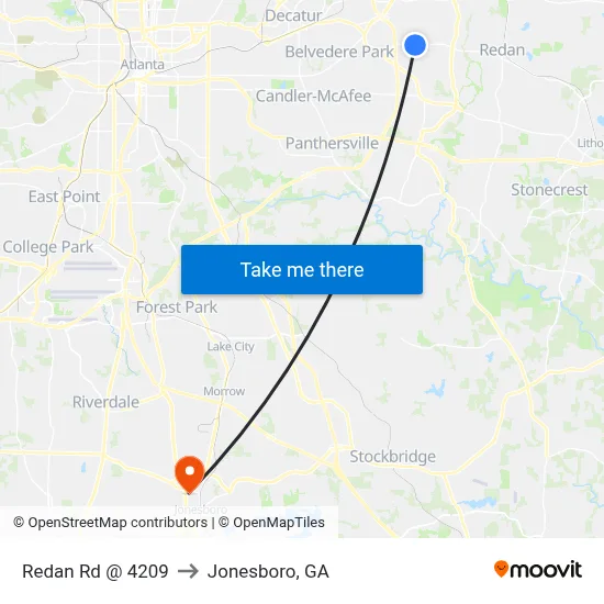 Redan Rd @ 4209 to Jonesboro, GA map