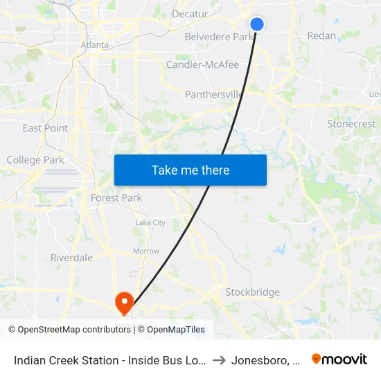 Indian Creek Station - Inside Bus Loop to Jonesboro, GA map