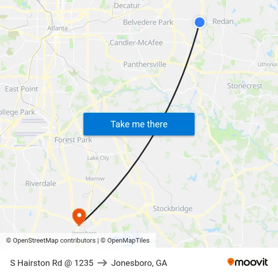 S Hairston Rd @ 1235 to Jonesboro, GA map