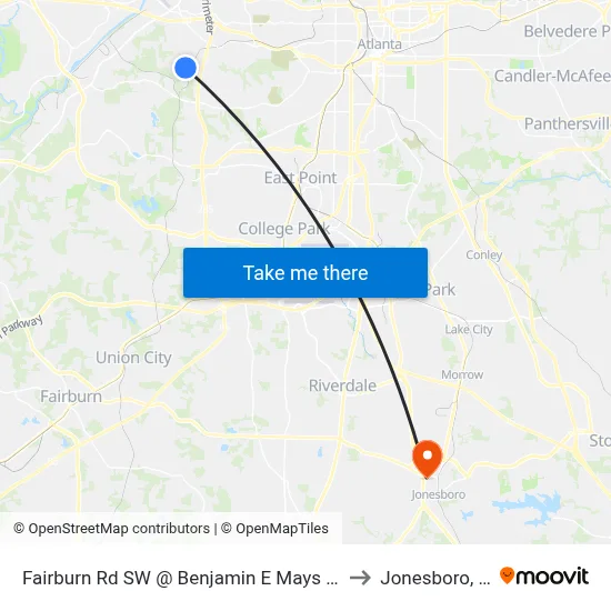 Fairburn Rd SW @ Benjamin E Mays Dr SW to Jonesboro, GA map