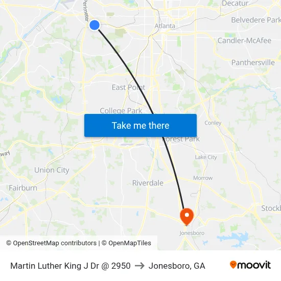 Martin Luther King J Dr @ 2950 to Jonesboro, GA map