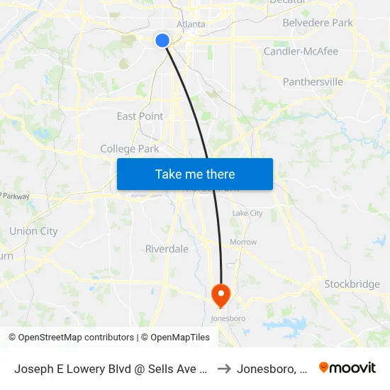 Joseph E Lowery Blvd @ Sells Ave SW to Jonesboro, GA map