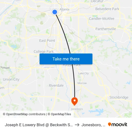 Joseph E Lowery Blvd @ Beckwith St SW to Jonesboro, GA map
