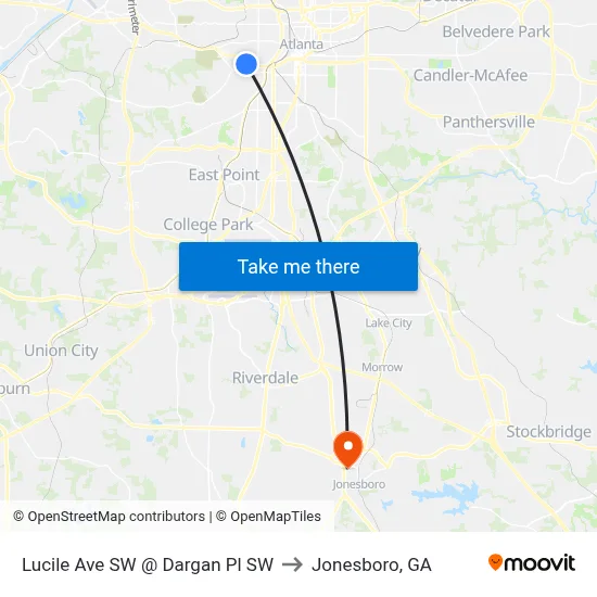 Lucile Ave SW @ Dargan Pl SW to Jonesboro, GA map
