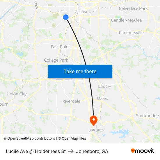 Lucile Ave @ Holderness St to Jonesboro, GA map