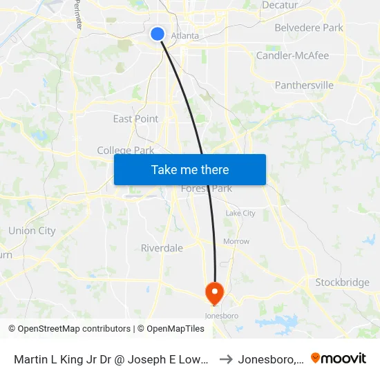 Martin L King Jr Dr @ Joseph E Lowery Blvd to Jonesboro, GA map
