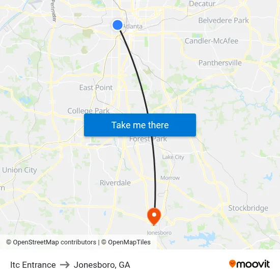Itc Entrance to Jonesboro, GA map