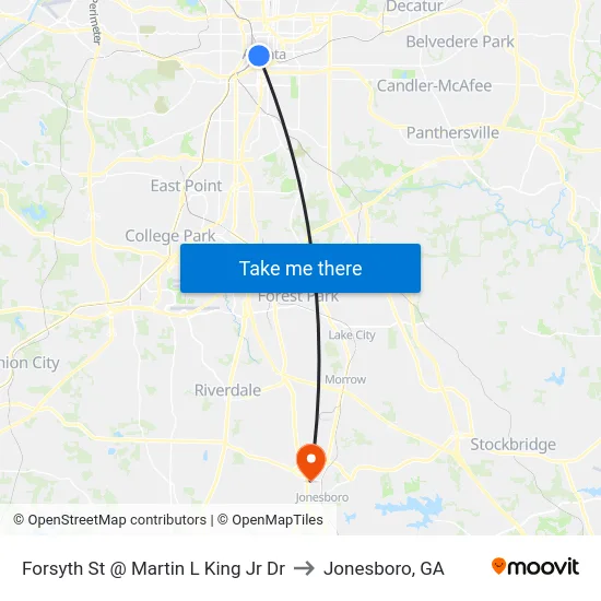 Forsyth St @ Martin L King Jr Dr to Jonesboro, GA map