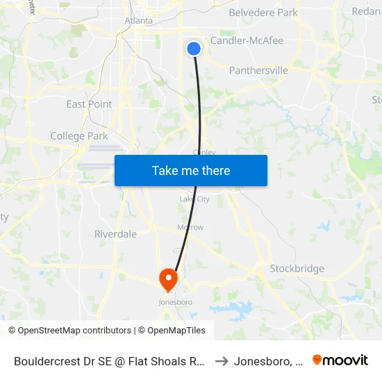 Bouldercrest Dr SE @ Flat Shoals Rd SE to Jonesboro, GA map
