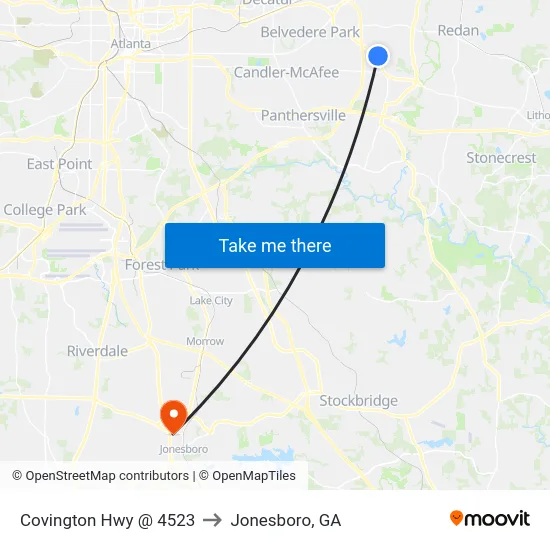 Covington Hwy @ 4523 to Jonesboro, GA map