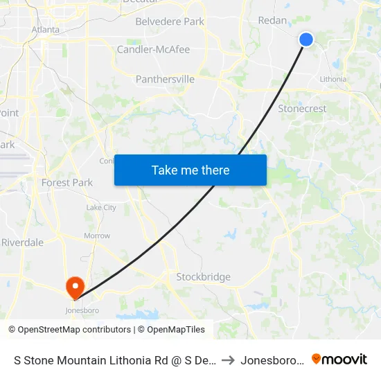 S Stone Mountain Lithonia Rd @ S Deshon Rd to Jonesboro, GA map