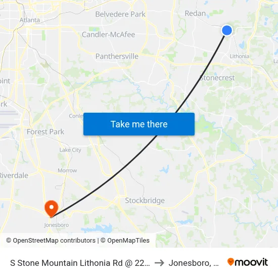 S Stone Mountain Lithonia Rd @ 2270 to Jonesboro, GA map