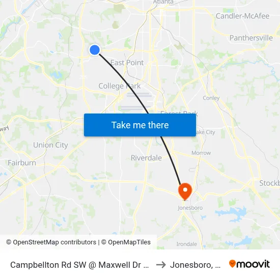 Campbellton Rd SW @ Maxwell Dr SW to Jonesboro, GA map