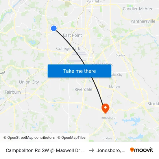 Campbellton Rd SW @ Maxwell Dr SW to Jonesboro, GA map
