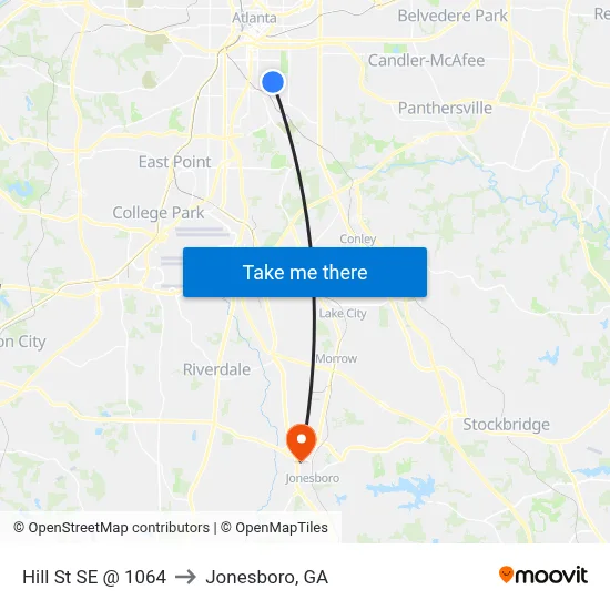 Hill St SE @ 1064 to Jonesboro, GA map