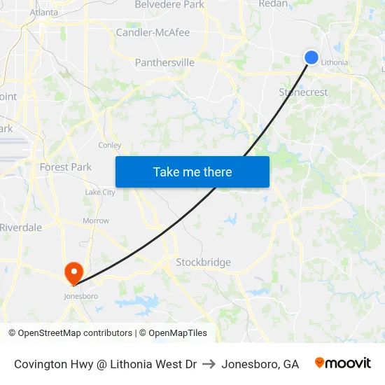 Covington Hwy @ Lithonia West Dr to Jonesboro, GA map