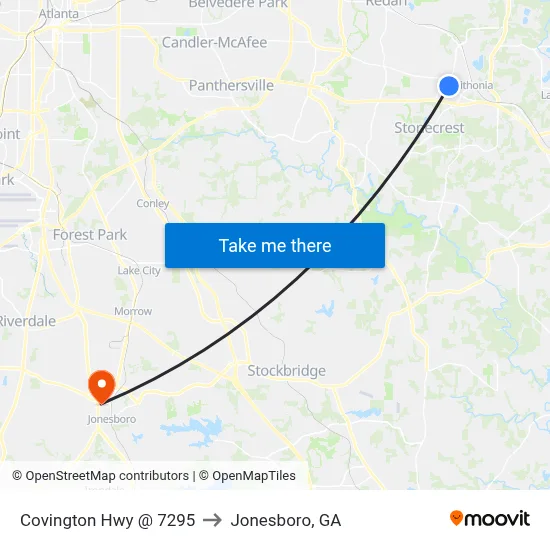 Covington Hwy @ 7295 to Jonesboro, GA map