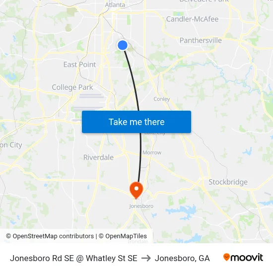 Jonesboro Rd SE @ Whatley St SE to Jonesboro, GA map