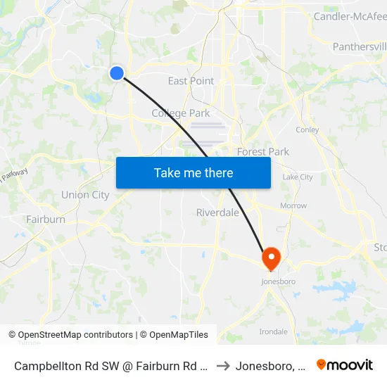 Campbellton Rd SW @ Fairburn Rd SW to Jonesboro, GA map
