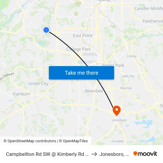 Campbellton Rd SW @ Kimberly Rd SW to Jonesboro, GA map