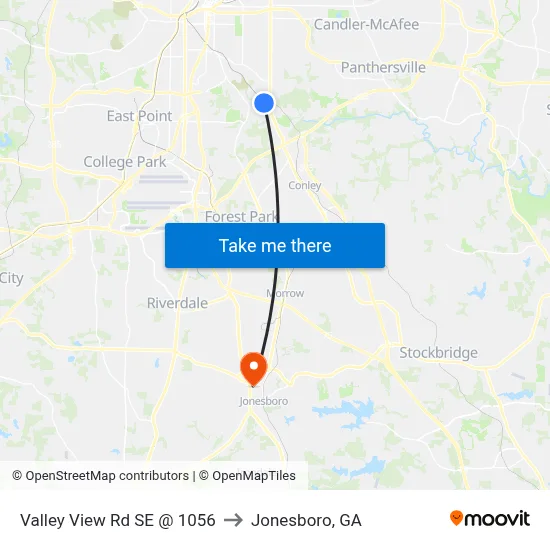 Valley View Rd SE @ 1056 to Jonesboro, GA map