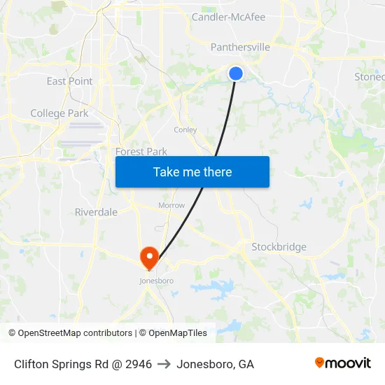 Clifton Springs Rd @ 2946 to Jonesboro, GA map