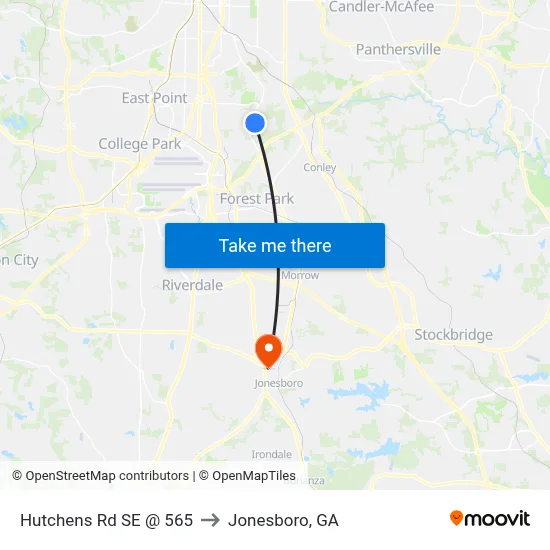 Hutchens Rd SE @ 565 to Jonesboro, GA map
