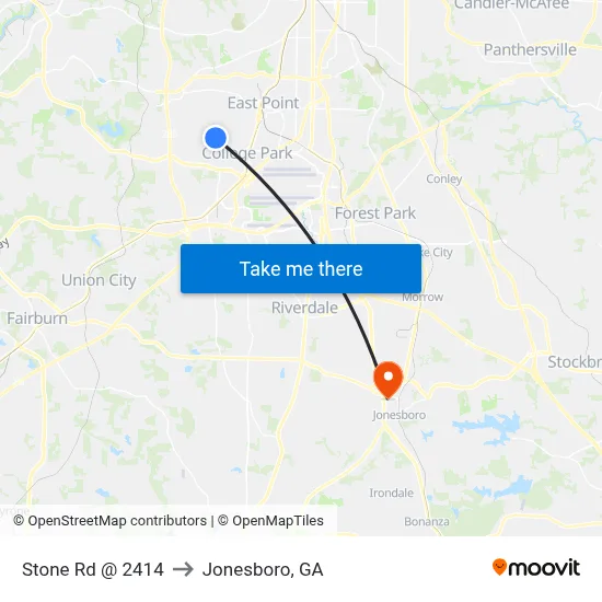 Stone Rd @ 2414 to Jonesboro, GA map