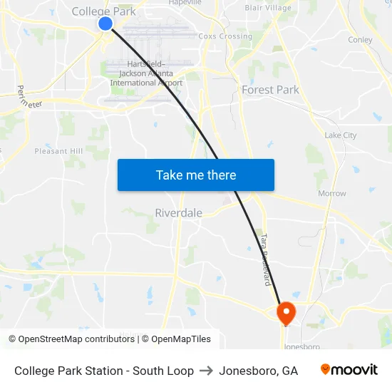 College Park Station - South Loop to Jonesboro, GA map