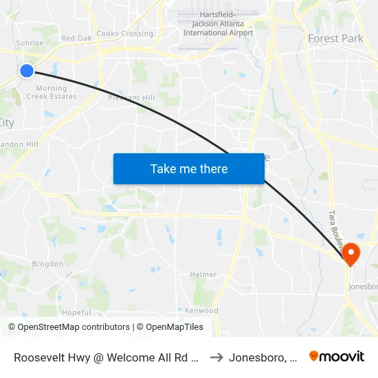 Roosevelt Hwy @ Welcome All Rd SW to Jonesboro, GA map
