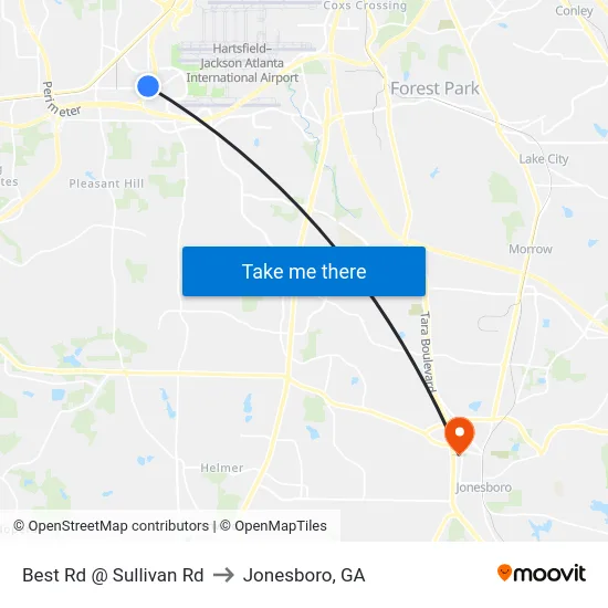 Best Rd @ Sullivan Rd to Jonesboro, GA map