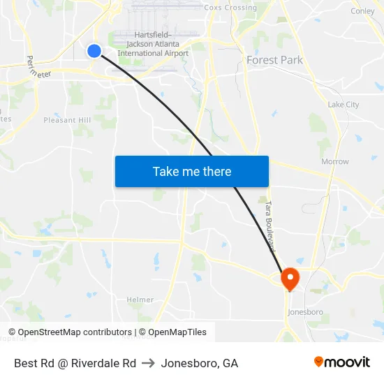 Best Rd @ Riverdale Rd to Jonesboro, GA map