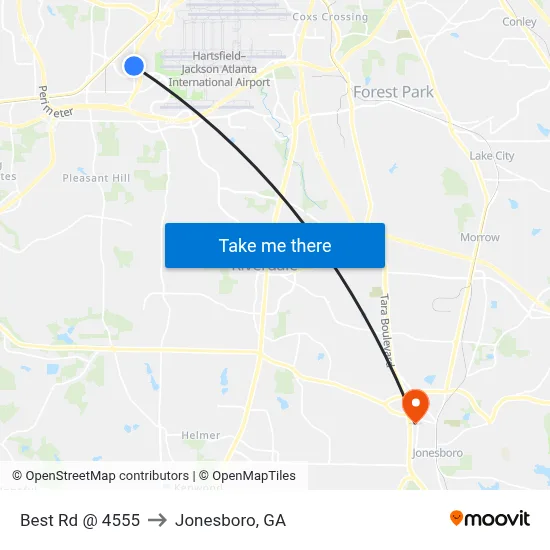 Best Rd @ 4555 to Jonesboro, GA map