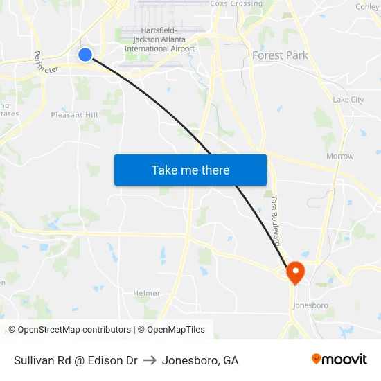 Sullivan Rd @ Edison Dr to Jonesboro, GA map