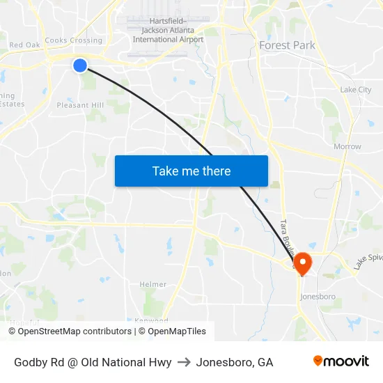 Godby Rd @ Old National Hwy to Jonesboro, GA map