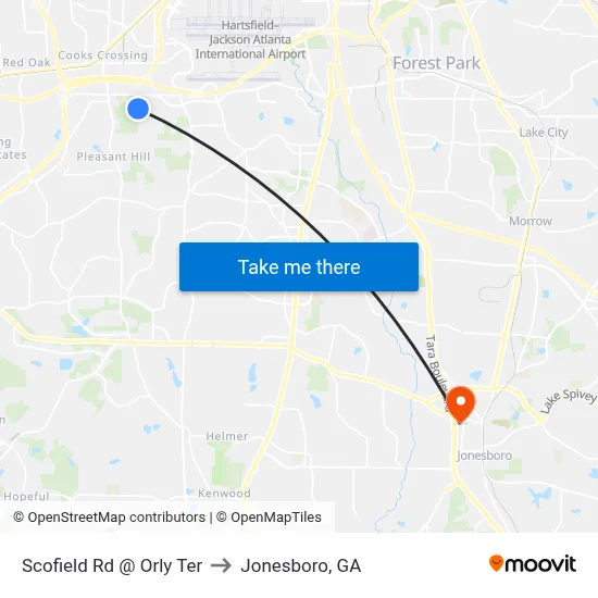 Scofield Rd @ Orly Ter to Jonesboro, GA map
