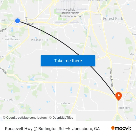 Roosevelt Hwy @ Buffington Rd to Jonesboro, GA map