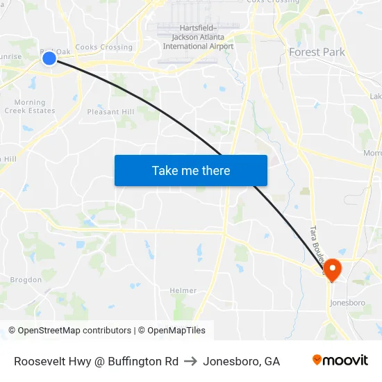 Roosevelt Hwy @ Buffington Rd to Jonesboro, GA map