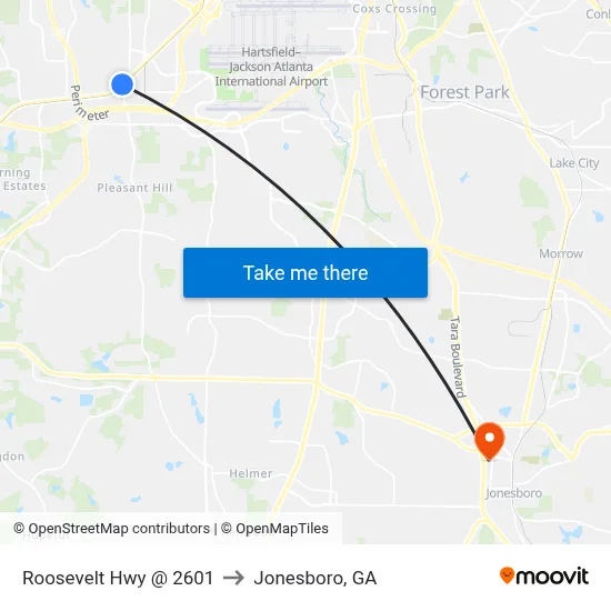 Roosevelt Hwy @ 2601 to Jonesboro, GA map