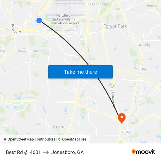 Best Rd @ 4601 to Jonesboro, GA map