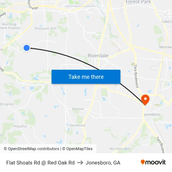 Flat Shoals Rd @ Red Oak Rd to Jonesboro, GA map