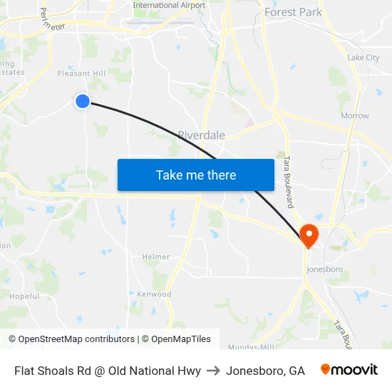 Flat Shoals Rd @ Old National Hwy to Jonesboro, GA map
