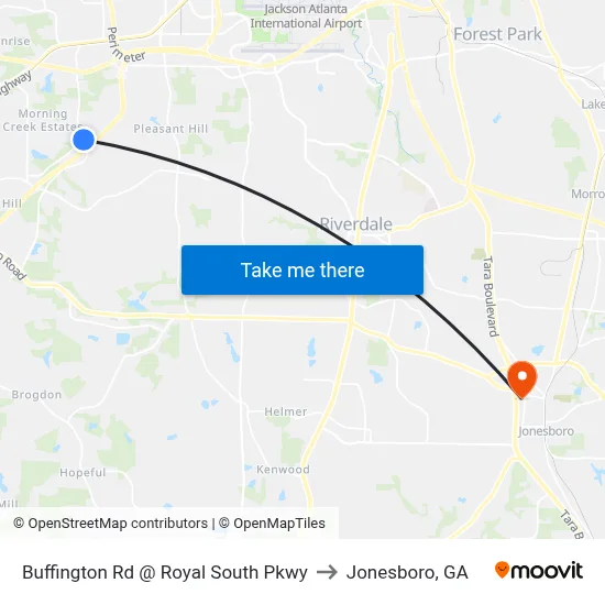Buffington Rd @ Royal South Pkwy to Jonesboro, GA map