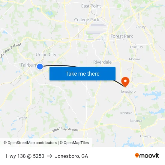 Hwy 138 @ 5250 to Jonesboro, GA map