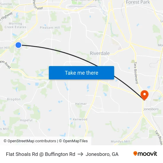 Flat Shoals Rd @ Buffington Rd to Jonesboro, GA map