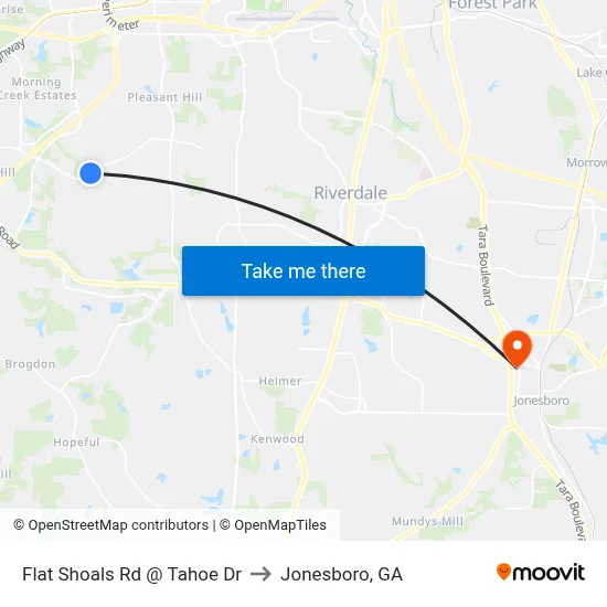 Flat Shoals Rd @ Tahoe Dr to Jonesboro, GA map