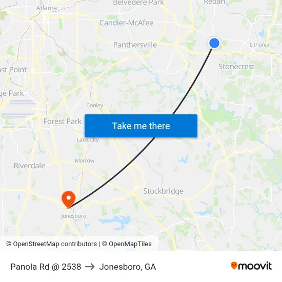 Panola Rd @ 2538 to Jonesboro, GA map
