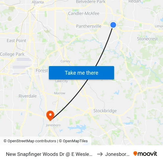 New Snapfinger Woods Dr @ E Wesley Chapel Way to Jonesboro, GA map