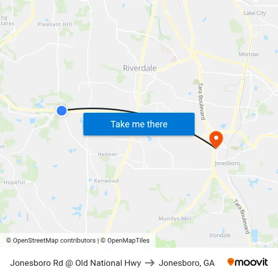 Jonesboro Rd @ Old National Hwy to Jonesboro, GA map